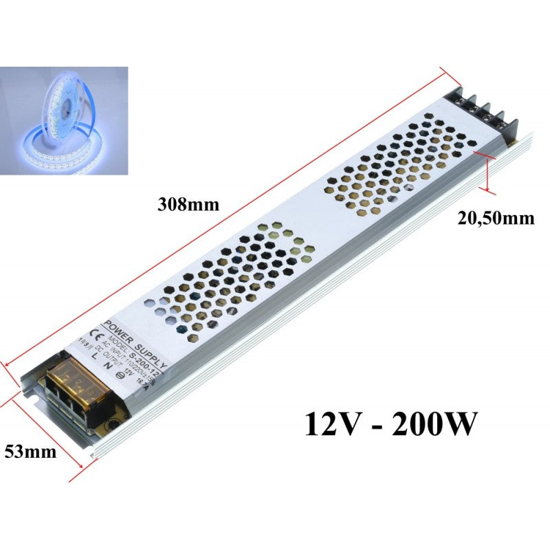 Sursa de Alimentare Slim 12V-200W / 16,7A - Frize