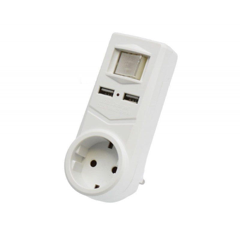 Triplu Stecher 1 Suco + 2 USB si Intrerupator - Frize