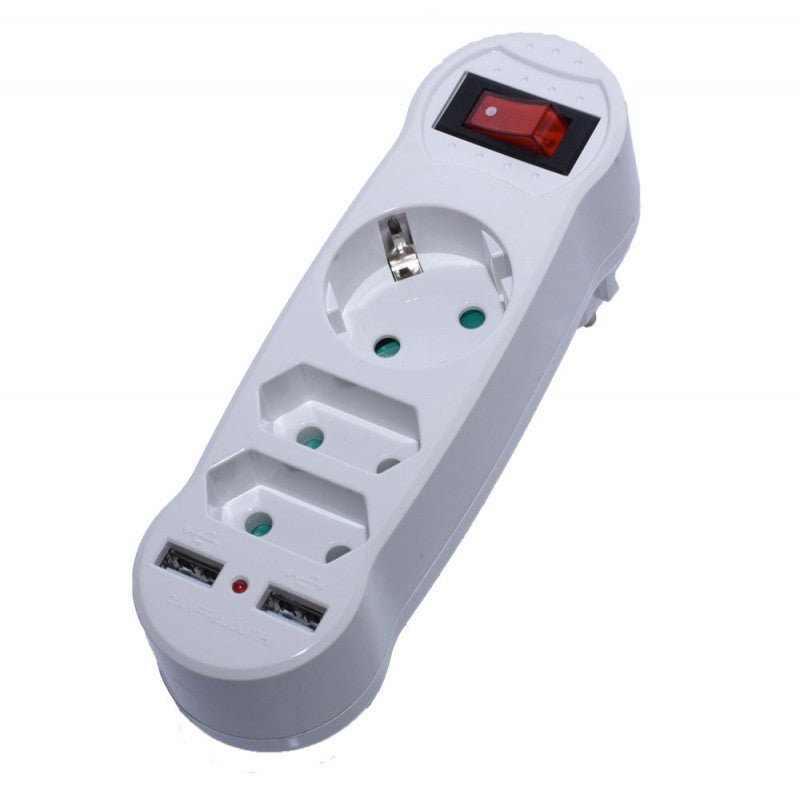Triplu Stecher 2+1 cu 2 Usb si Intrerupator - Frize