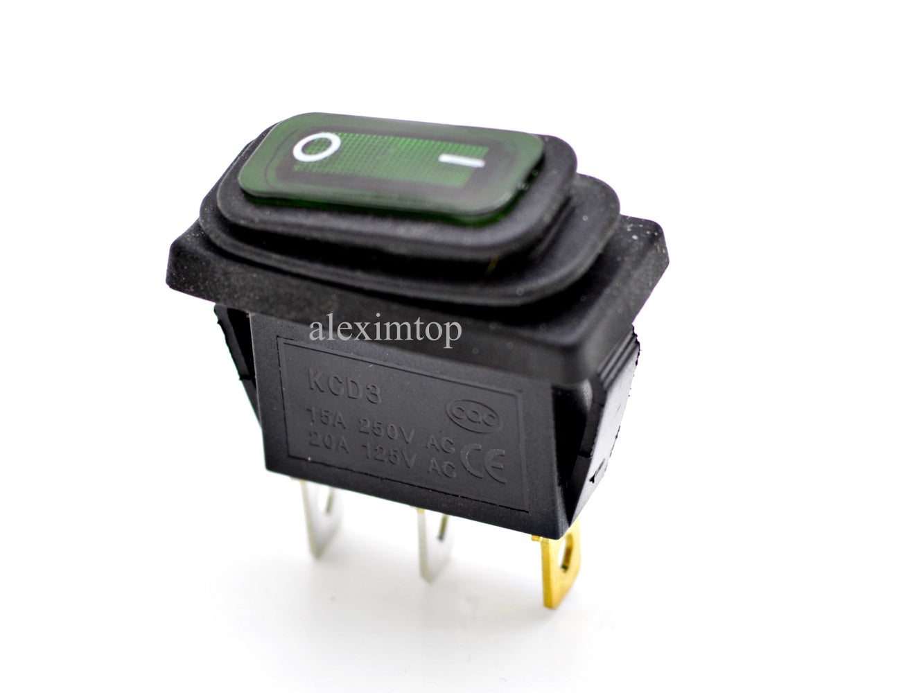 intrerupator irs ingust verde 3C cu cauciuc 220V-15A   IRS-KCD3-V