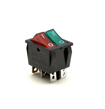 intrerupator comutator irs on-of rosu-verde 6 contacte 220V-15A INT-22004