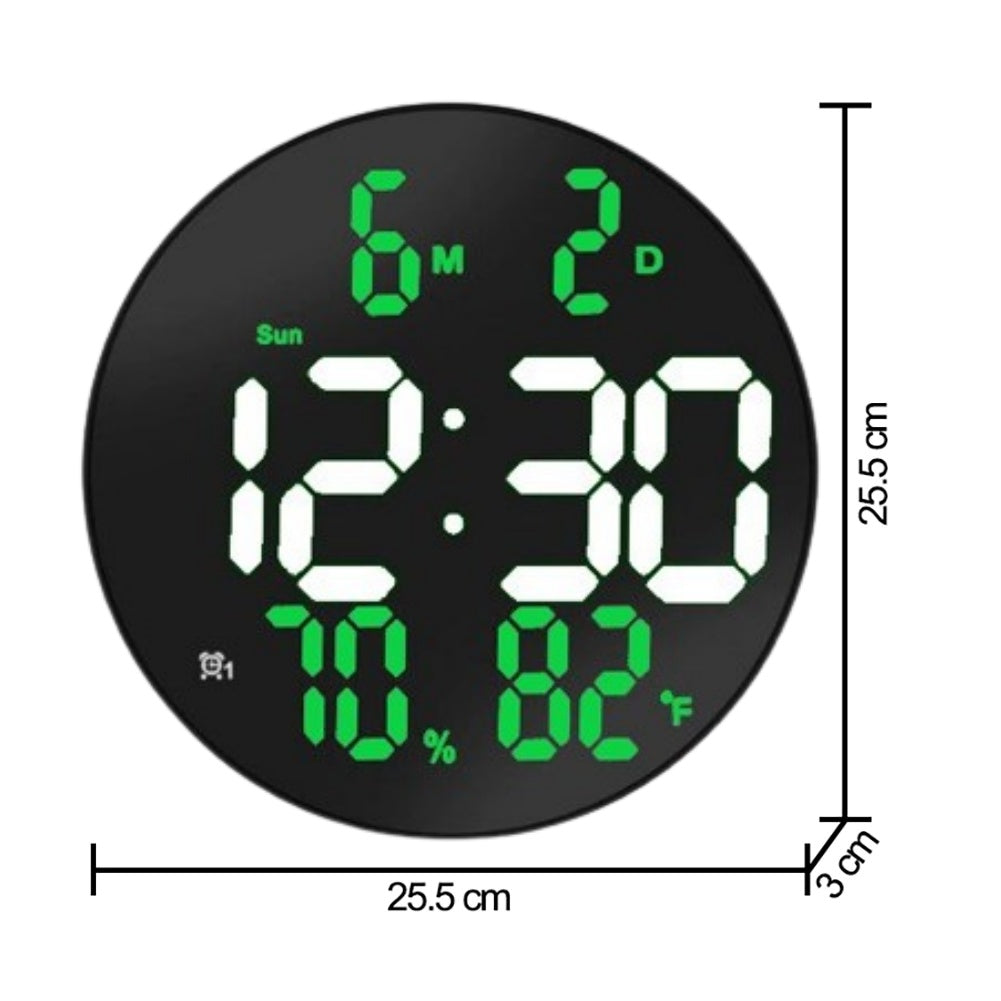 Ceas Digital de Masa si de Perete cu Lumina Led Alb, Calendar, Temperatura, Termometru, Cronometru, Telecomanda, Afisare Umiditate, 20cm - Frize