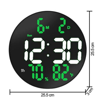 Ceas Digital de Masa si de Perete cu Lumina Led Alb, Calendar, Temperatura, Termometru, Cronometru, Telecomanda, Afisare Umiditate, 20cm - Frize