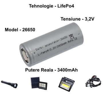 Acumulator LifePo4 - 26650 / 3,2V-3400mAh - Frize