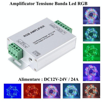 Amplificator Tensiune Banda Led RGB, DC 12-24V / 24A - Frize