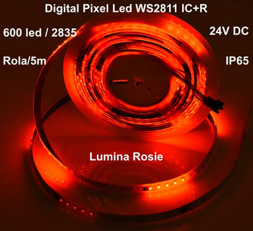 Banda Led 24V Rosu, Digital WS2811 IC+R, 120led/m - IP65 - Frize