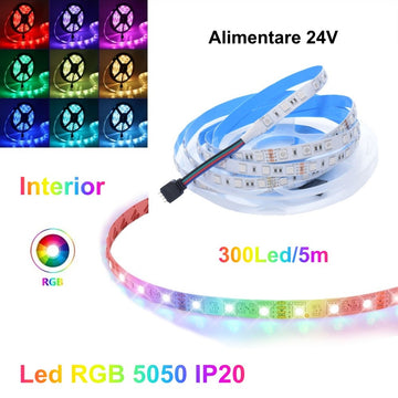 Banda Led RGB 24V- 60Led/m, Interior IP20 - 5m/Rol - Frize