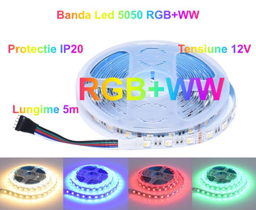 Banda Led RGBWW 5050, 60Led/m - IP20, 5m/Rola - Frize