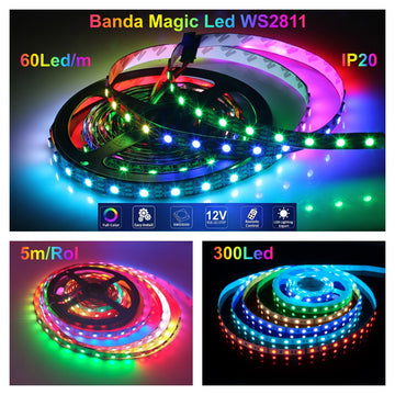 Banda Led WS2811 Digital Pixel 5050 RGB 60D-12V / IP20 - Frize