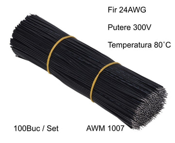 Cablu 15cm Negru 24AWG, 100Buc - Frize