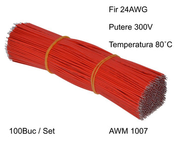 Cablu 15cm Roșu 24AWG, 100Buc - Frize