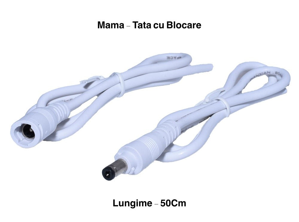Cablu DC 2,1mm cu Blocare, Mama-Tata - Frize