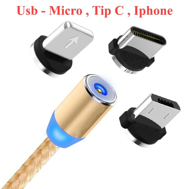 Cablu Magnetic 3 in 1/iPhone, Micro Usb, Tip C - Frize