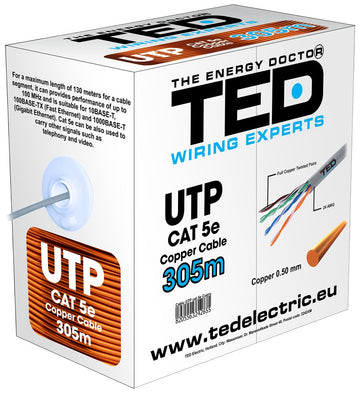 Cablu UTP Cat 5e Cupru Integral 8 Fire Ted, 305m/Rol - Frize