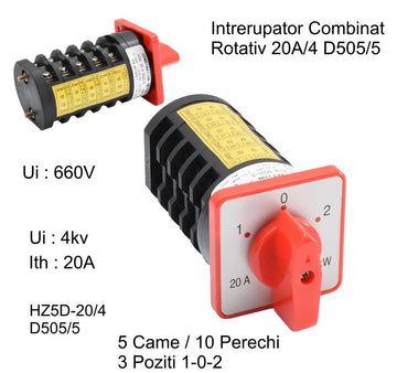 Comutator Rotativ 5 Came 1-0-2 / 20A - D505/5 - Frize