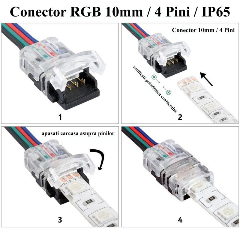 Conector Banda Led & RGB 10mm/4 Pini - 4 Fire - Frize