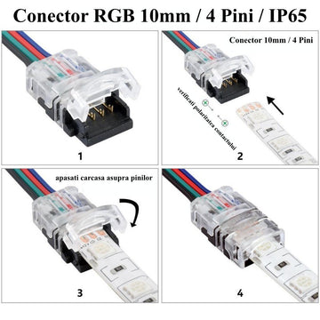 Conector Banda Led & RGB 10mm/4 Pini - 4 Fire - Frize