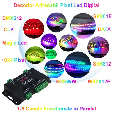Controler DMX512 Adresabil Pixel Led SP201E - Frize