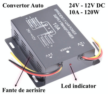 Convertor Auto de Tensiune 24V-12V DC/10A - Frize