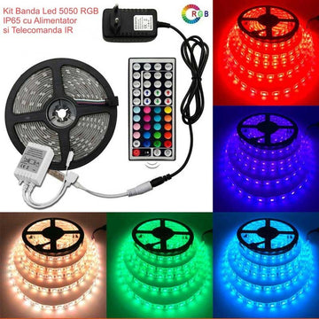 Kit Banda Led RGB IP65 cu Alimentator si Controler - Frize