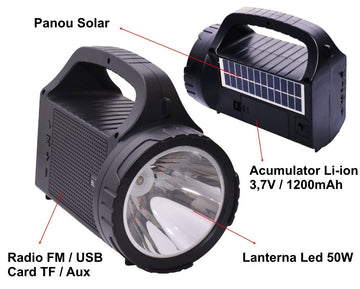 Lanterna BL-12SL cu Radio + Panou Solar - Frize