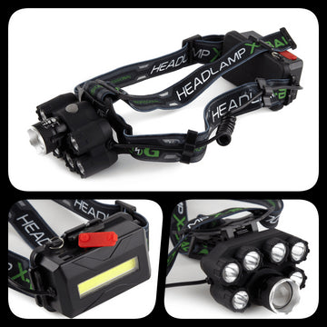 Lanterna de Cap cu 7 led XT6 CREE + 2 Acumulatori 3,7V - Frize