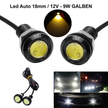 Led Auto 18mm / 12V-9W / GALBEN, 2 Buc/Set - Frize