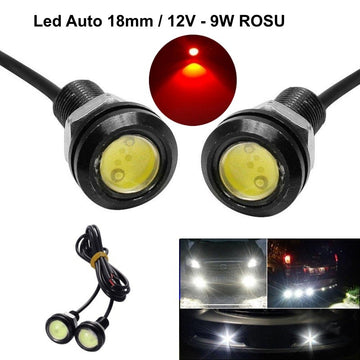 Led Auto 18mm / 12V-9W / ROSU, 2 Buc/Set - Frize