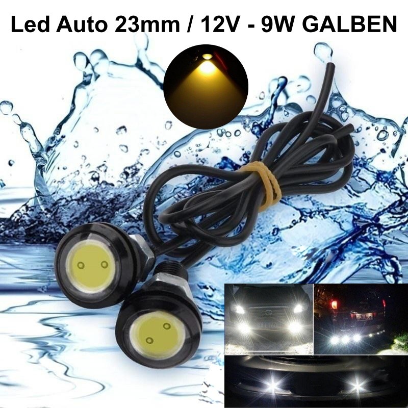 Led Auto 23mm / 12V - 9W / GALBEN, 2 Buc/Set - Frize