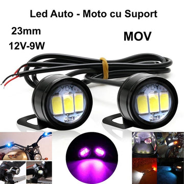 Led Auto 23mm cu Suport / 12V - 9W / MOV, 2 Buc/Set - Frize