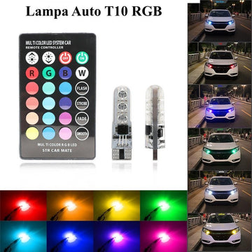 Led Auto T10 RGB 5050 12V-5W cu Telecomanda - Frize