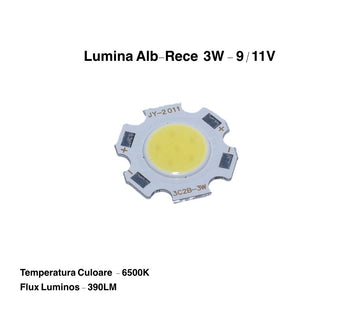 Led Cob 11mm, Putere 3W Alb-Rece - Frize