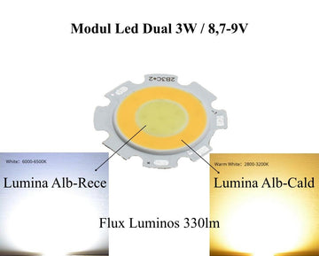 Led Cob 28mm - 3W, Lumina Cald/Rece - Frize