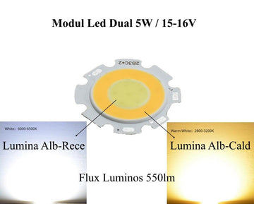 Led Cob 28mm - 5W, Lumina Cald/Rece - Frize