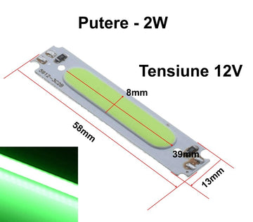 Led COB, 58x13mm/2W Verde - Frize
