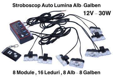 Lumina Auto Stroboscop Alb-Galben, 12V-30W - Frize