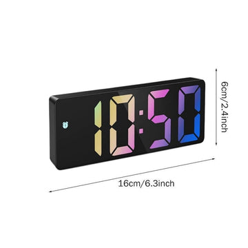 Ceas Electronic de Masa cu Lumina Led RGB, Temperatura, Alarma, Comanda Vocala, 2 Trepte de Lumina, 160 X 60 X 25 mm, Negru - Frize