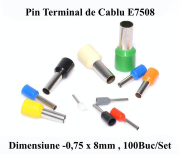 Pin Terminal de Cablu E7508 Gri, 100Buc/Set - Frize