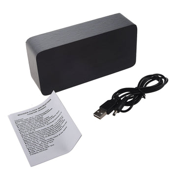 Ceas Electronic de Masa cu Led Alb, Termometru, Alarma, Control Vocal, 3 Trepte de Lumina, 15x7x4 cm, Negru - Frize