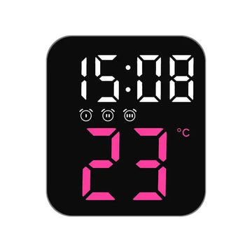 Ceas Digital de Masa cu Lumina Led Mov, 3 Alarme, Calendar, Temperatura, Functie Snooze, 2 Trepte de Intensitate, Mod de Noapte - Frize