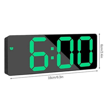 Ceas Electronic de Masa cu Lumina Led Verde, Temperatura, Alarma, Comanda Vocala, 2 Trepte de Lumina, 160 X 60 X 25 mm, Adaptor Inclus, Negru - Frize