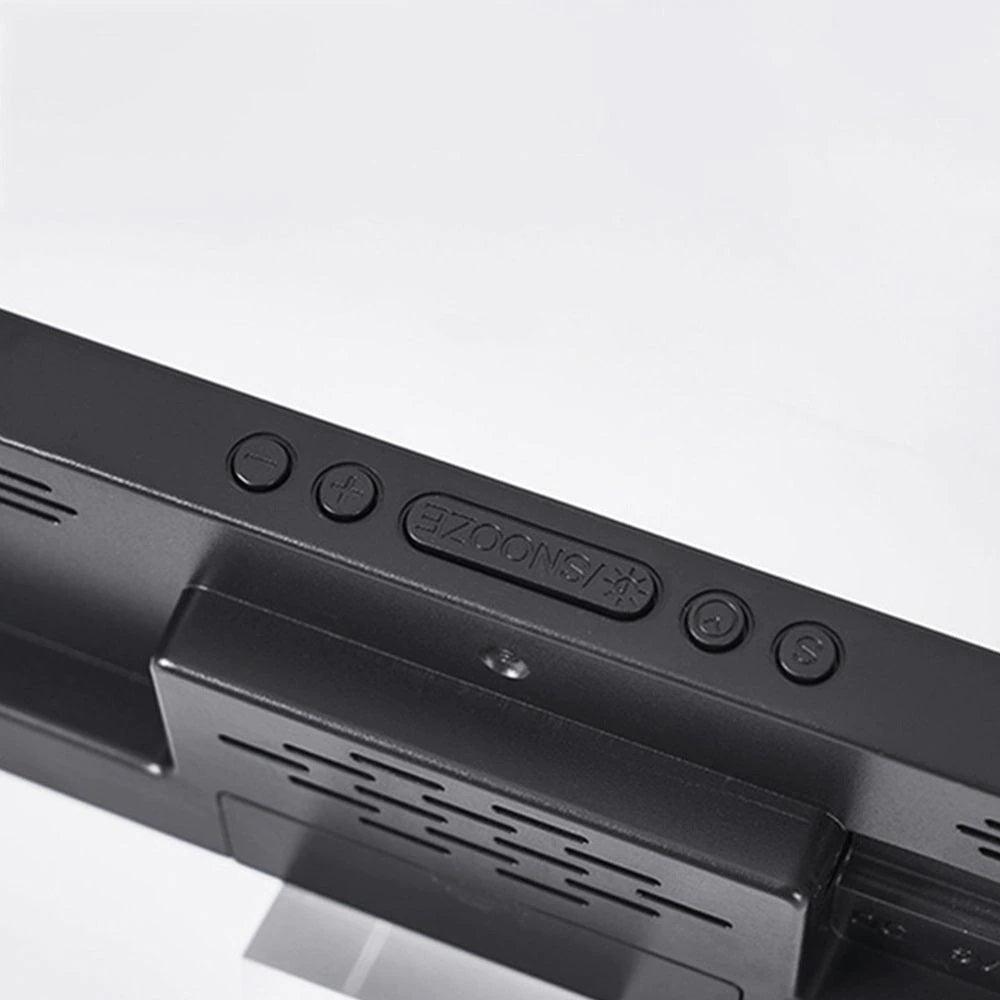 Ceas Electronic de Masa cu Lumina Led RGB, Temperatura, Alarma, Comanda Vocala, 2 Trepte de Lumina, 160 X 60 X 25 mm, Negru - Ceasuri Moderne