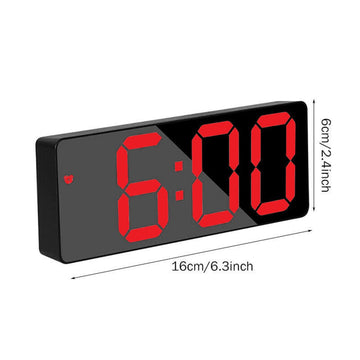 Ceas Electronic de Masa cu Lumina Led Rosu, Temperatura, Alarma, Comanda Vocala, 2 Trepte de Lumina, 160 X 60 X 25 mm, Adaptor Inclus, Negru - Frize