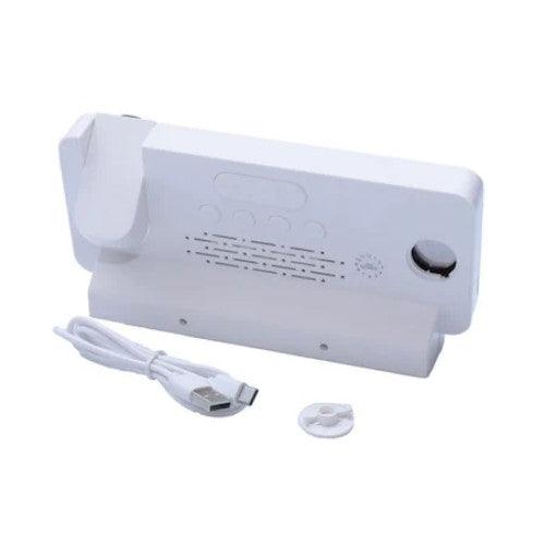 Ceas Digital cu Led RGB si Proiectie Pana la 5M Inaltime, Rotire la 180°, Alarma, Temperatura, Ecran LED, 2 Niveluri de Luminozitate, Alb - Ceasuri Moderne