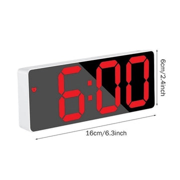 Ceas Electronic de Masa cu Lumina Led Rosu, Temperatura, Alarma, Comanda Vocala, 2 Trepte de Lumina, 160 X 60 X 25 mm, Adaptor Inclus, Alb - Frize