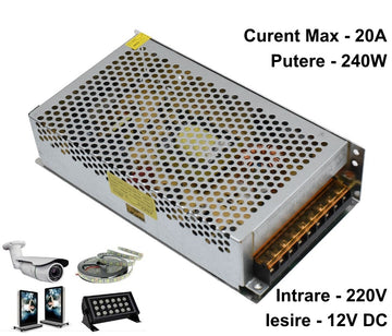 Sursa de Alimentare Metalica 220V-12V/240W-20A - Frize