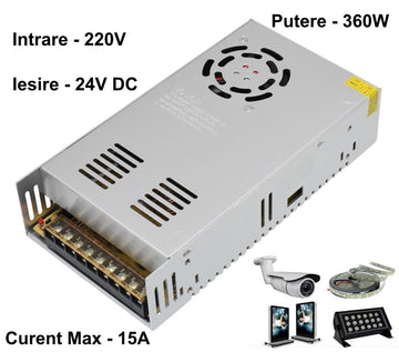 Sursa de Alimentare Metalica 220V-24V/360W-15A - Frize