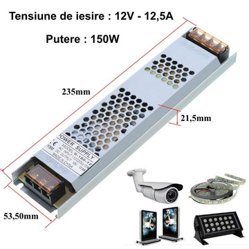Sursa de Alimentare Slim 12V-150W / 12,5A - Frize