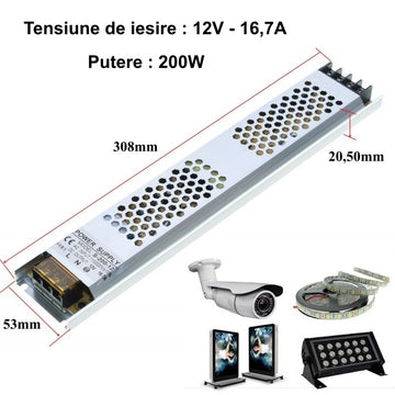 Sursa de Alimentare Slim 12V-200W / 16,7A - Frize