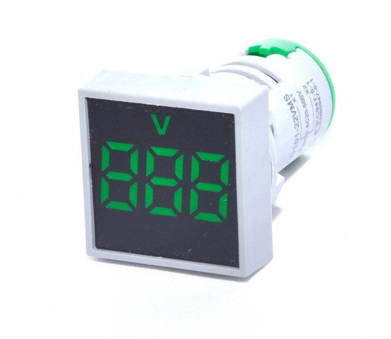 Voltmetru Patrat de Panou 22mm, Verde - Frize